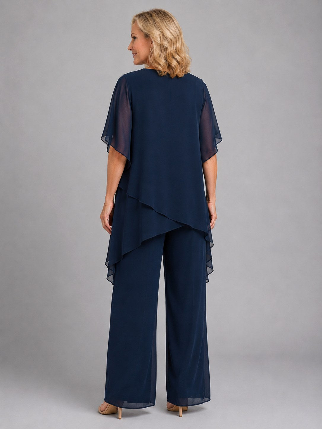 Olive | Women's Chiffon Two-Piece Set, Wide-Leg Trousers Lounge Set | Everlasting Boutique | Pink