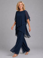 Olive | Women's Chiffon Two-Piece Set, Wide-Leg Trousers Lounge Set | Everlasting Boutique