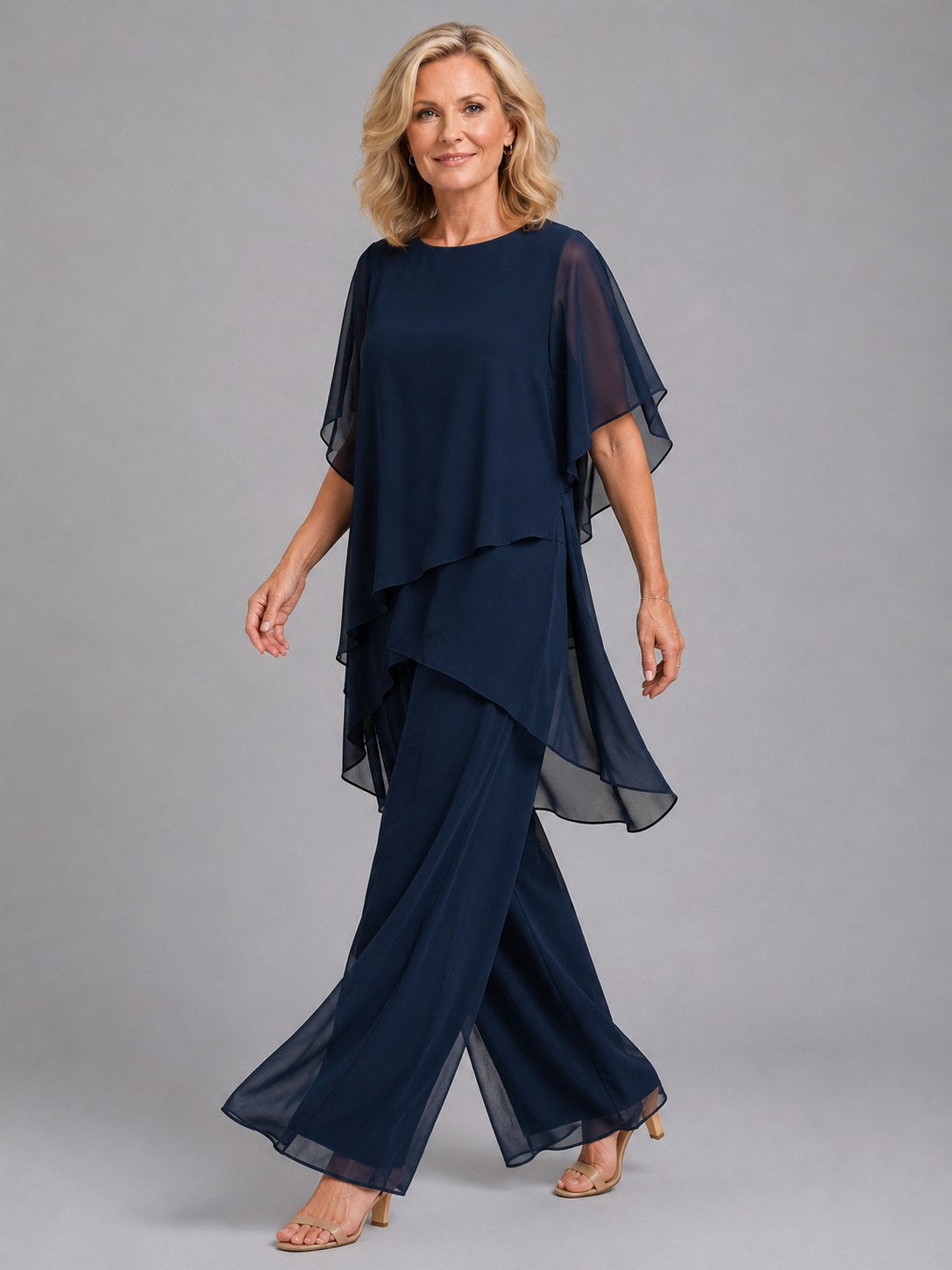 Olive | Women's Chiffon Two-Piece Set, Wide-Leg Trousers Lounge Set | Everlasting Boutique