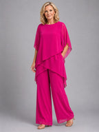 Olive | Women's Chiffon Two-Piece Set, Wide-Leg Trousers Lounge Set | Everlasting Boutique