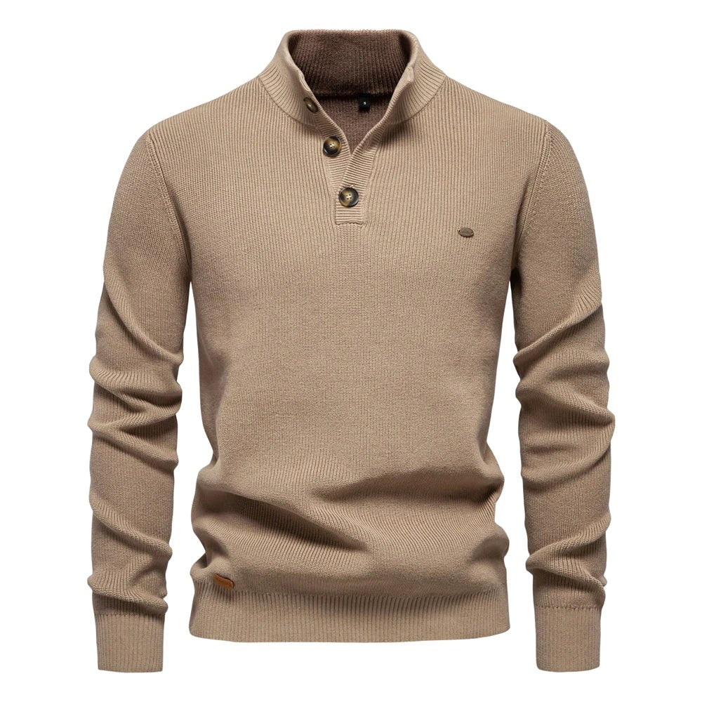 Oliver | Men's Cotton Jumper with Classic Fit, Elegant Men's Jumper | Everlasting Boutique | Khaki