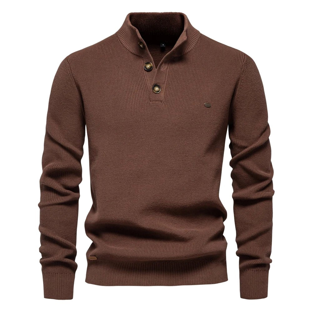 Oliver | Men's Cotton Jumper with Classic Fit, Elegant Men's Jumper | Everlasting Boutique | Khaki