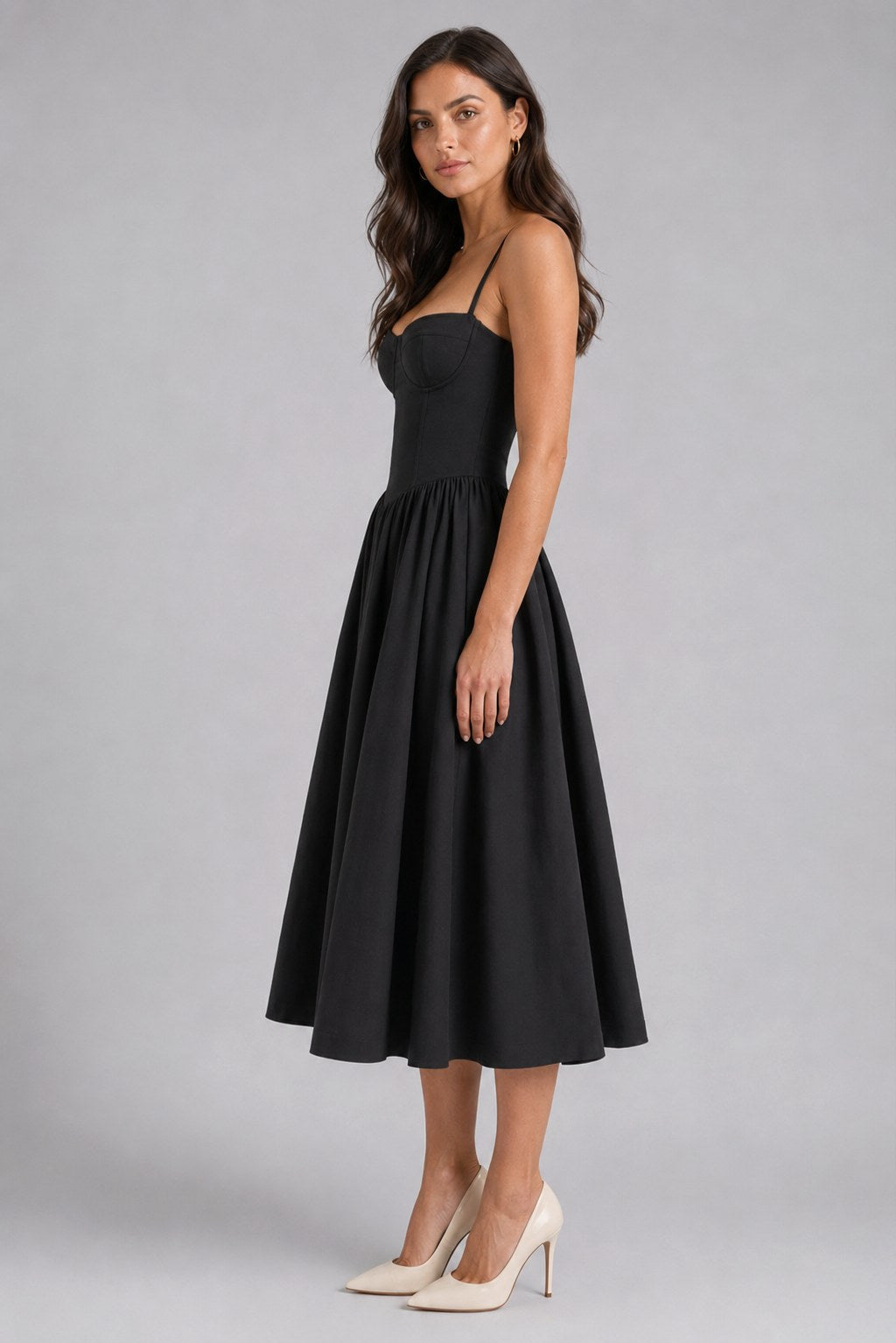 Orla | Women's Floral Corset Midi Dress, Sweetheart Neck Wedding Guest Dress | Everlasting Boutique