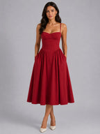 Orla | Women's Floral Corset Midi Dress, Sweetheart Neck Wedding Guest Dress | Everlasting Boutique