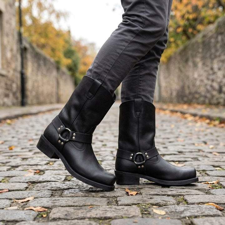 Oswin | Men's Mid-Calf Cowboy Boots, Harness Style Western Boots | Everlasting Boutique