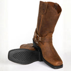 Oswin | Men's Mid-Calf Cowboy Boots, Harness Style Western Boots | Everlasting Boutique | Black