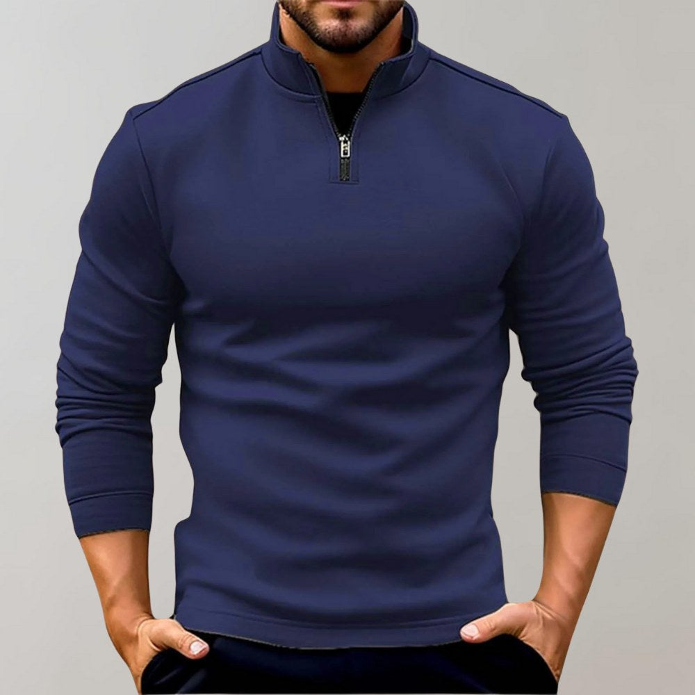 Otto | Men's Jumper with Zip, Versatile Knit Jumper | Everlasting Boutique | Black