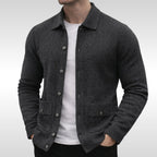 Owen | Men's Knit Cardigan, Finely Textured Layer Cardigan | Everlasting Boutique | Grey