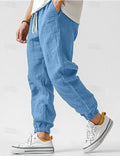 Owen | Men's Linen Relaxed Fit Jogger Trousers, Tapered Ankle Trousers | Everlasting Boutique | Blue