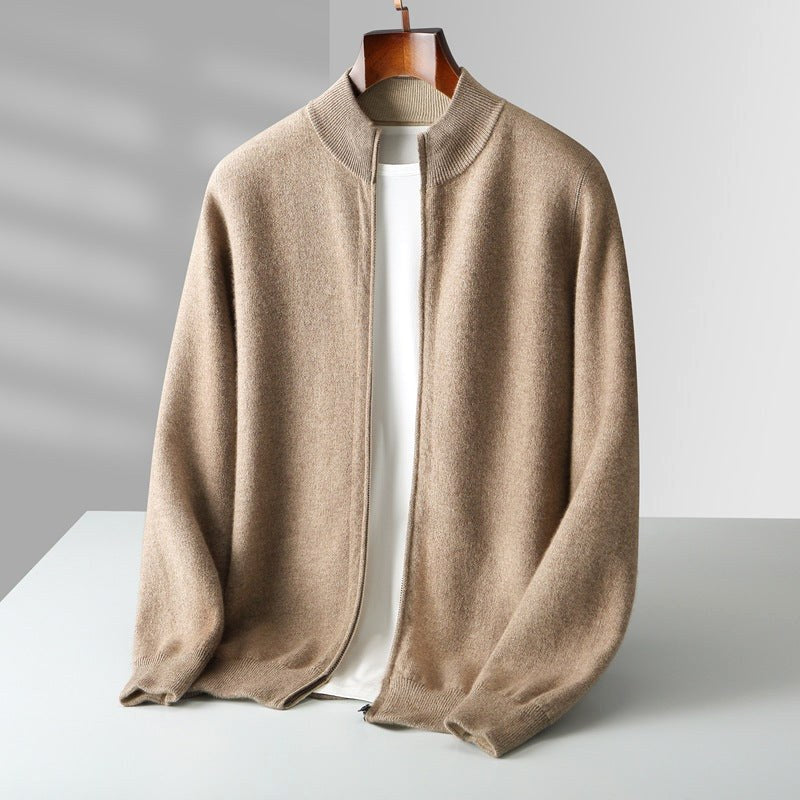 Parker | Men's Full-Zip Knit Cardigan, Comfortable Everyday Cardigan | Everlasting Boutique | Beige