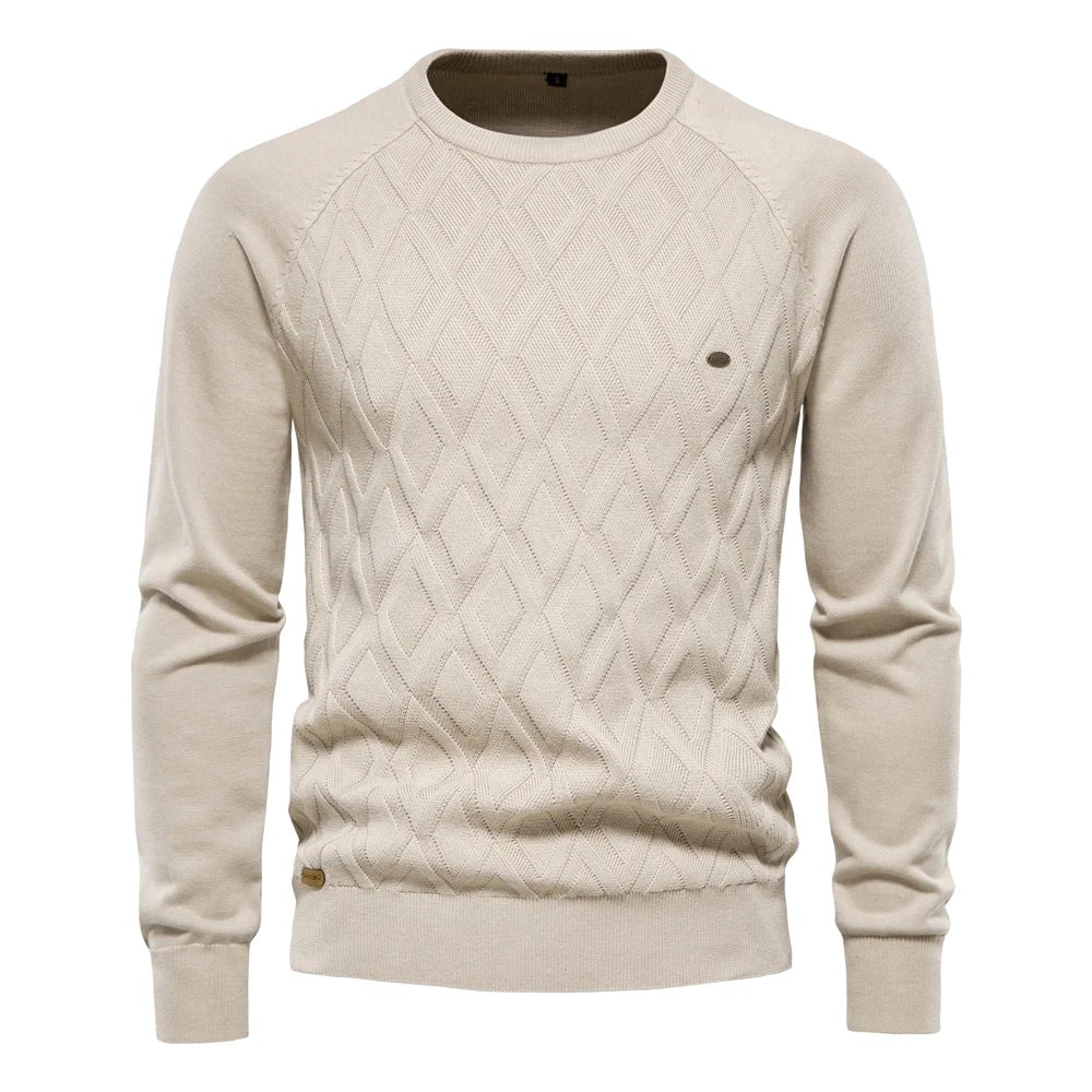 Patrick | Classic Men's Cotton Jumper, Elegant Casual Jumper | Everlasting Boutique | Brown