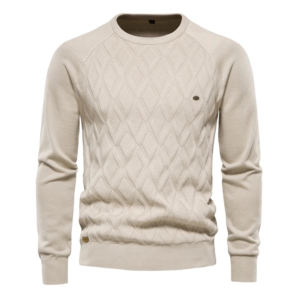 Patrick | Classic Men's Cotton Jumper, Elegant Casual Jumper | Everlasting Boutique | Brown