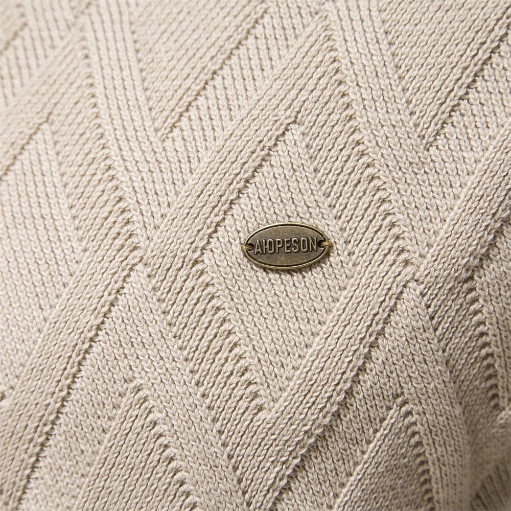 Patrick | Classic Men's Cotton Jumper, Elegant Casual Jumper | Everlasting Boutique | Khaki