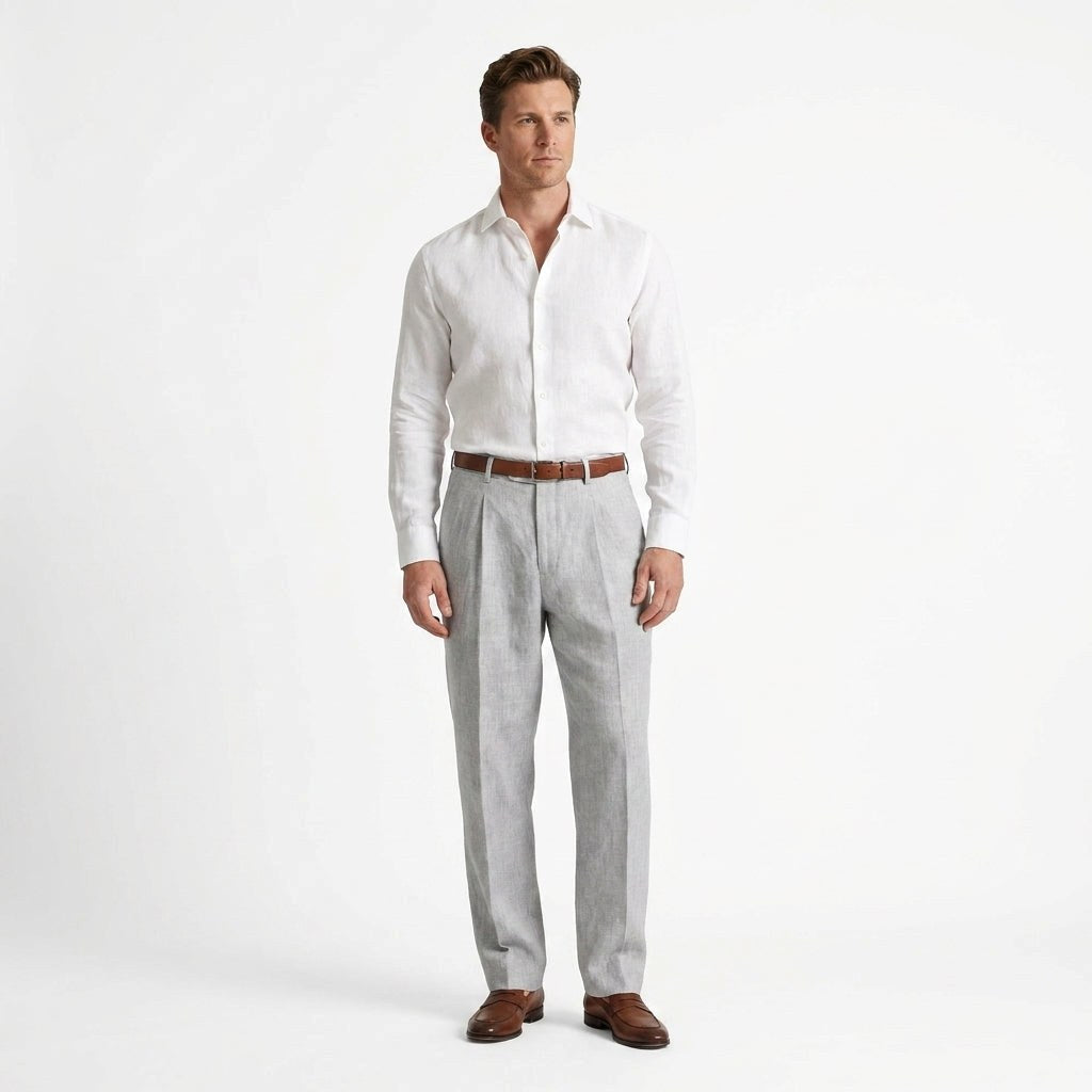 Patrick | Men's Linen-Cotton Blend Trousers with a Comfortable Fit; Breathable Summer Trousers | Everlasting Boutique