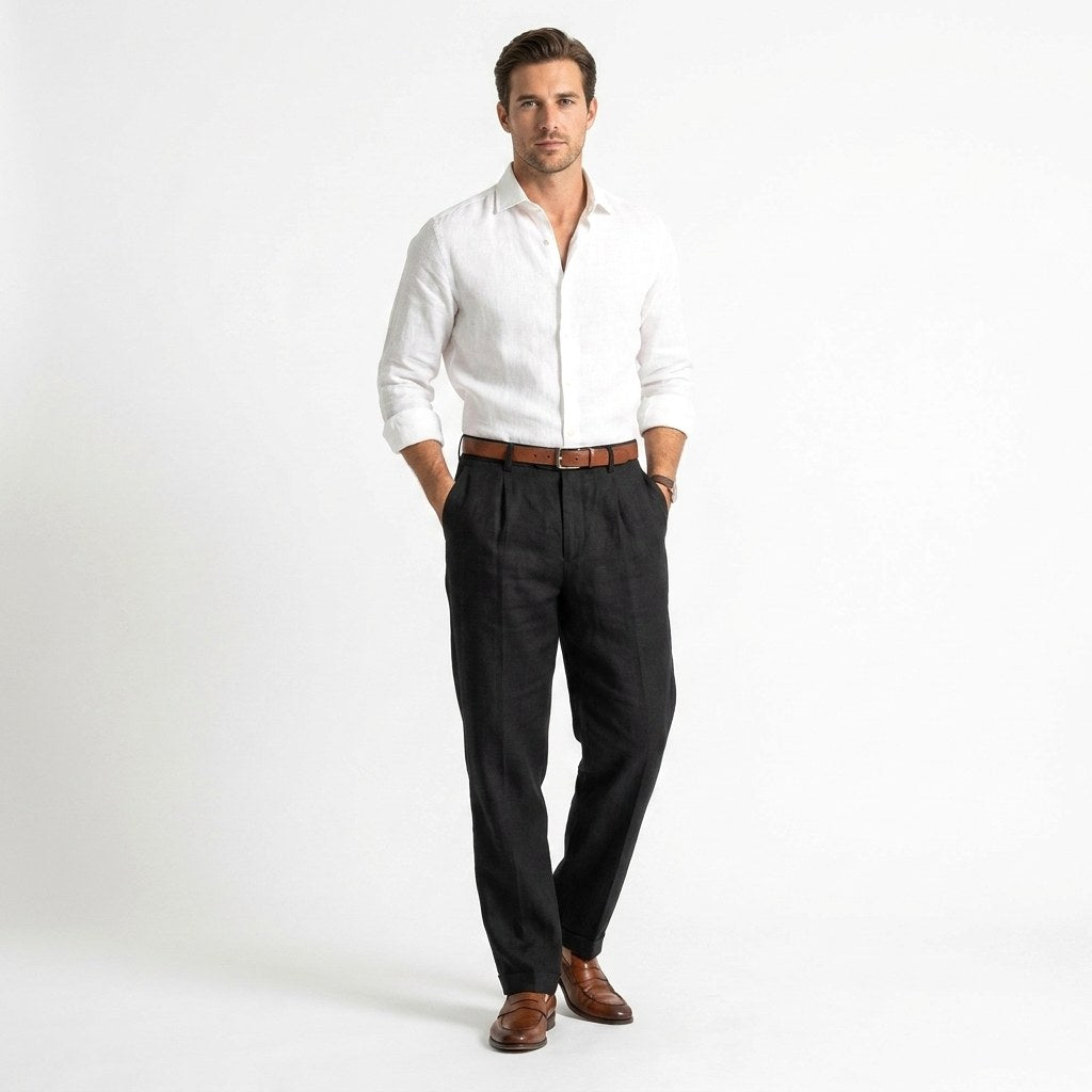 Patrick | Men's Linen-Cotton Blend Trousers with a Comfortable Fit; Breathable Summer Trousers | Everlasting Boutique