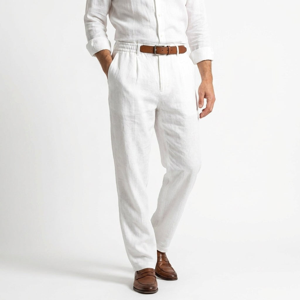 Patrick | Men's Linen-Cotton Blend Trousers with a Comfortable Fit; Breathable Summer Trousers | Everlasting Boutique