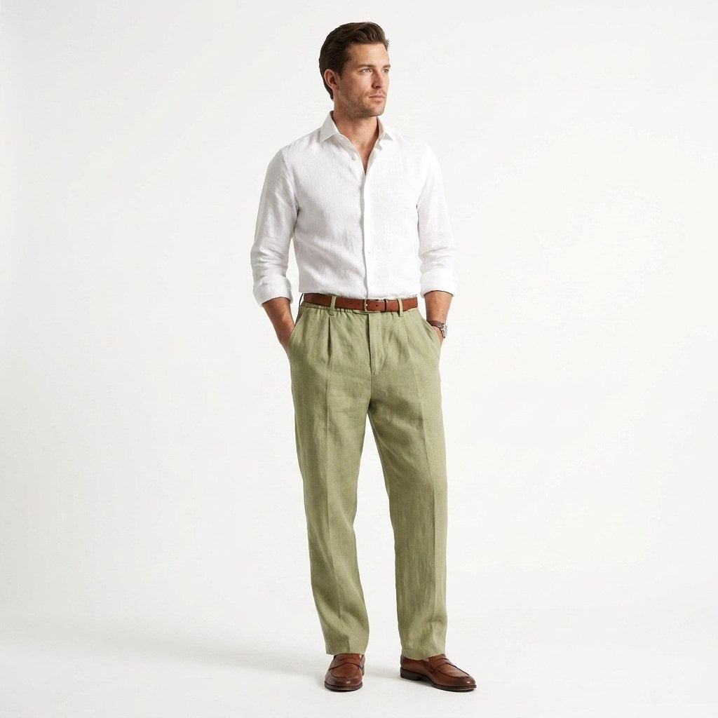 Patrick | Men's Linen-Cotton Blend Trousers with a Comfortable Fit; Breathable Summer Trousers | Everlasting Boutique