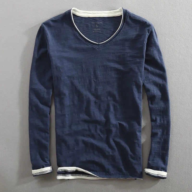 Paul | Men's V-Neck Long-Sleeve Jumper, Elegant Casual Jumper | Everlasting Boutique | Blue