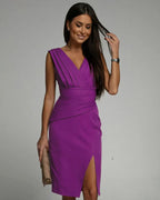 Paulina | Women's Sweetheart Neckline Midi Dress, Side-Split Occasion Dress | Everlasting Boutique