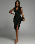 Paulina | Women's Sweetheart Neckline Midi Dress, Side-Split Occasion Dress | Everlasting Boutique