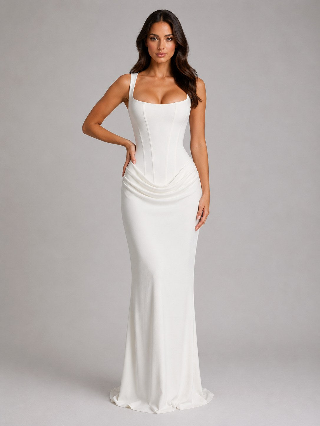 Penelope | Women's Bodycon Draped Corset Maxi Dress, Sculpted Silhouette Evening Dress | Everlasting Boutique
