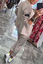 Penelope | Women's Long-Sleeve Button Detail Two-Piece Set, Relaxed Fit Lounge Set | Everlasting Boutique