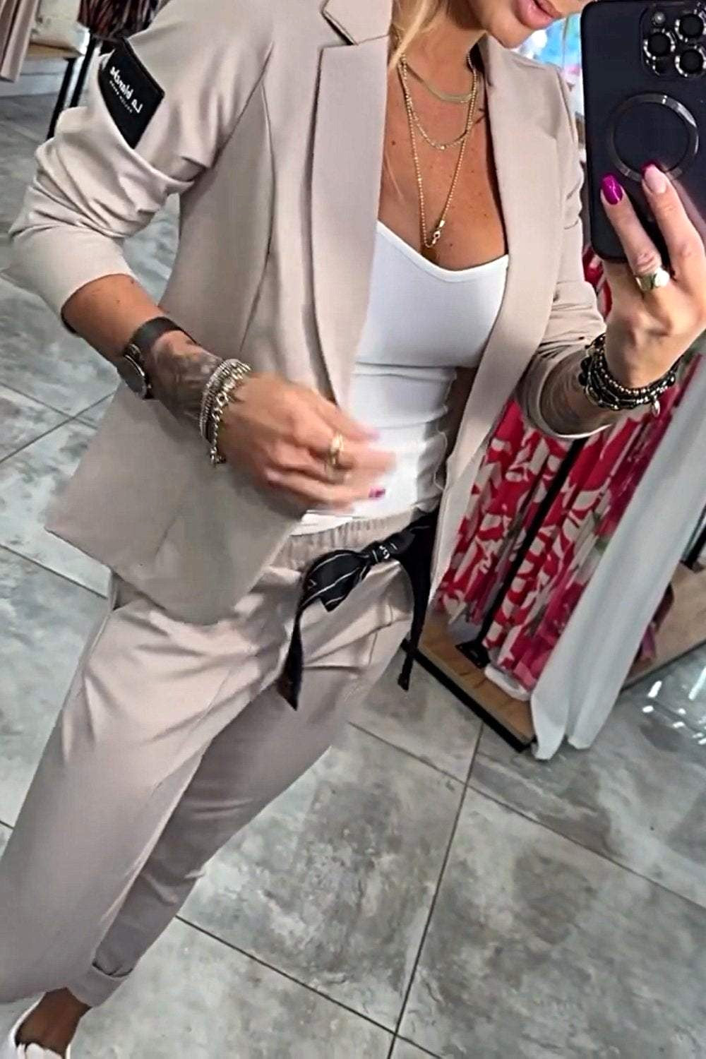 Penelope | Women's Long-Sleeve Button Detail Two-Piece Set, Relaxed Fit Lounge Set | Everlasting Boutique