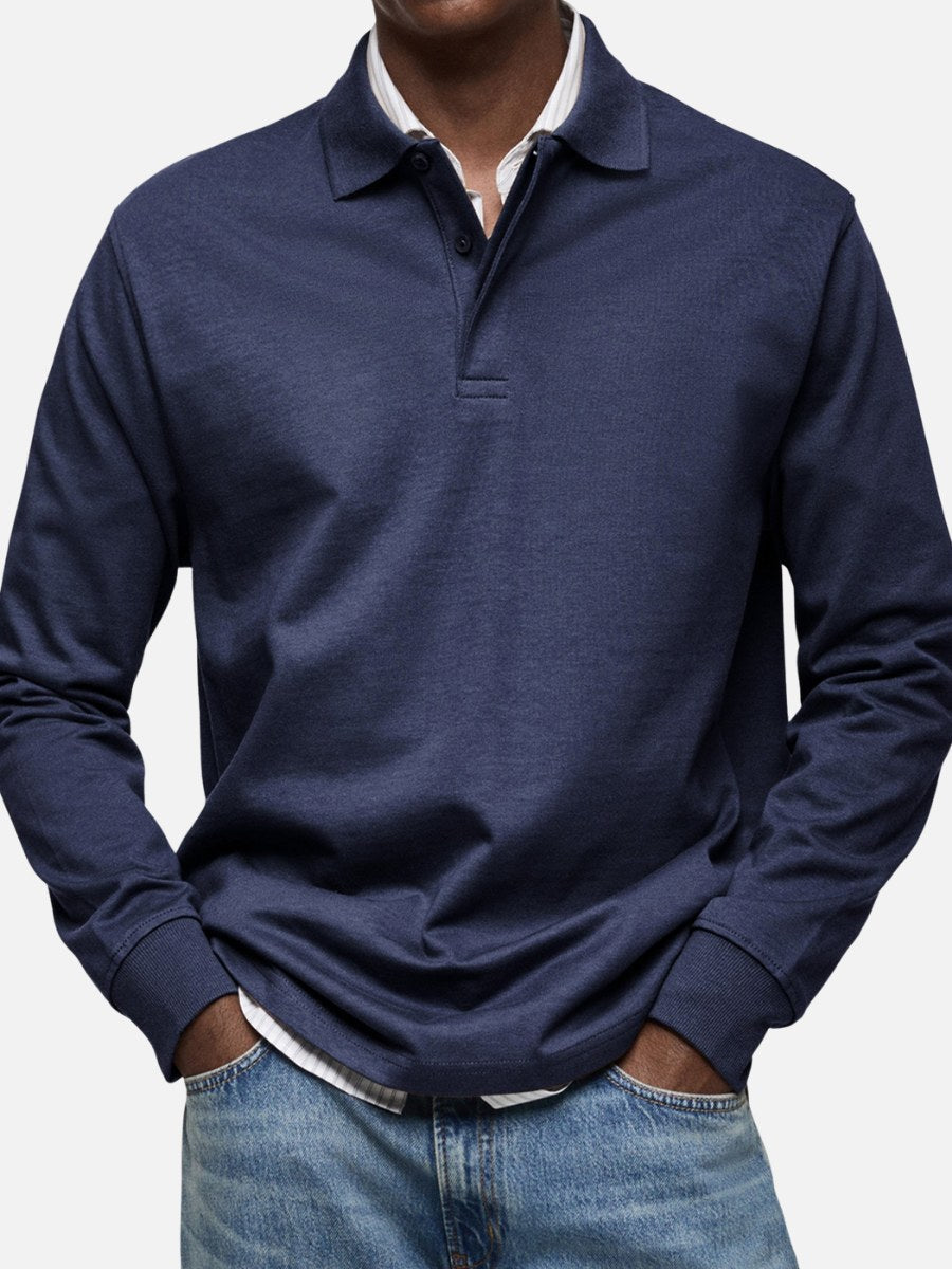 Percy | Men's Long-Sleeve Polo Shirt, Tailored Smart Polo | Everlasting Boutique