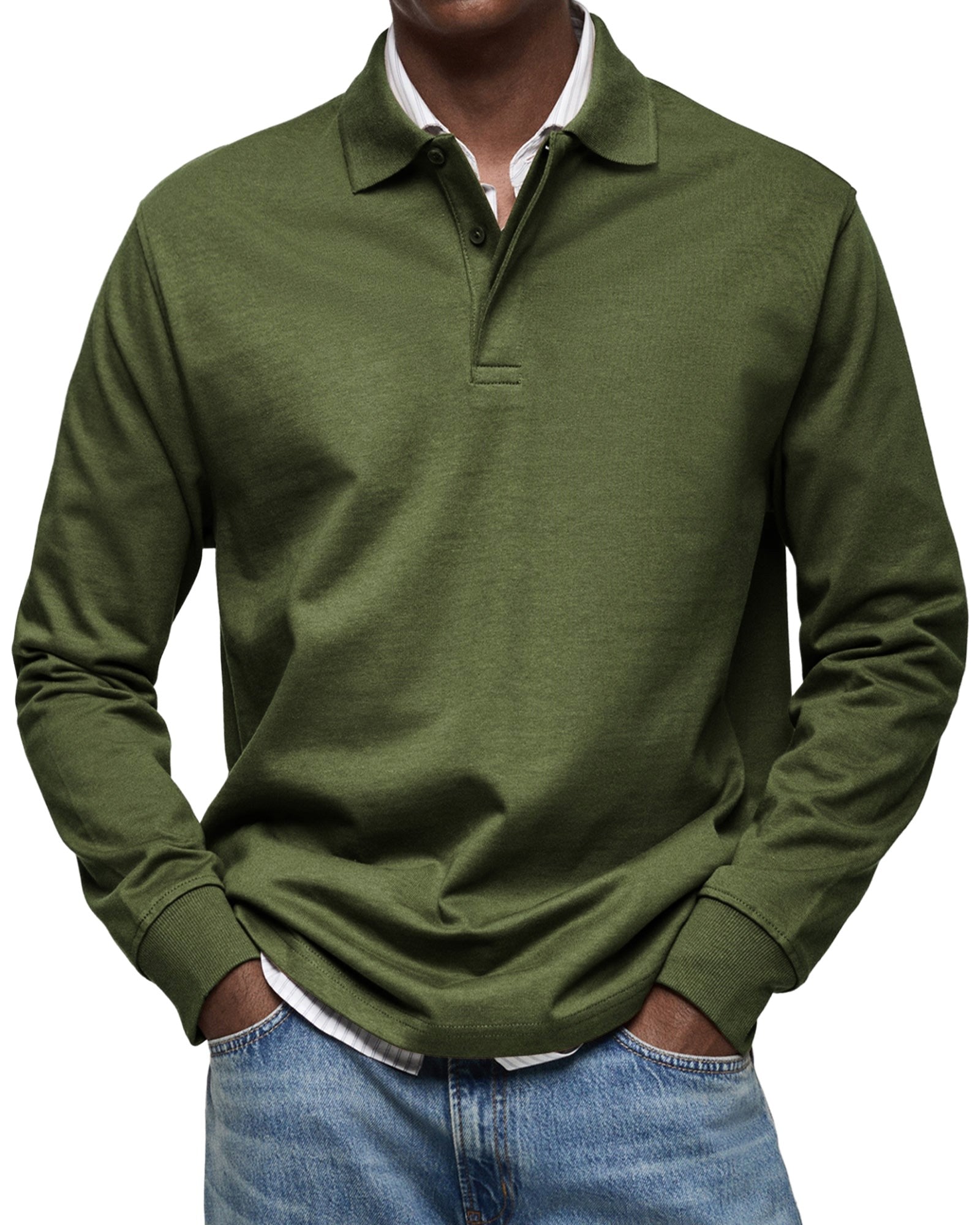 Percy | Men's Long-Sleeve Polo Shirt, Tailored Smart Polo | Everlasting Boutique