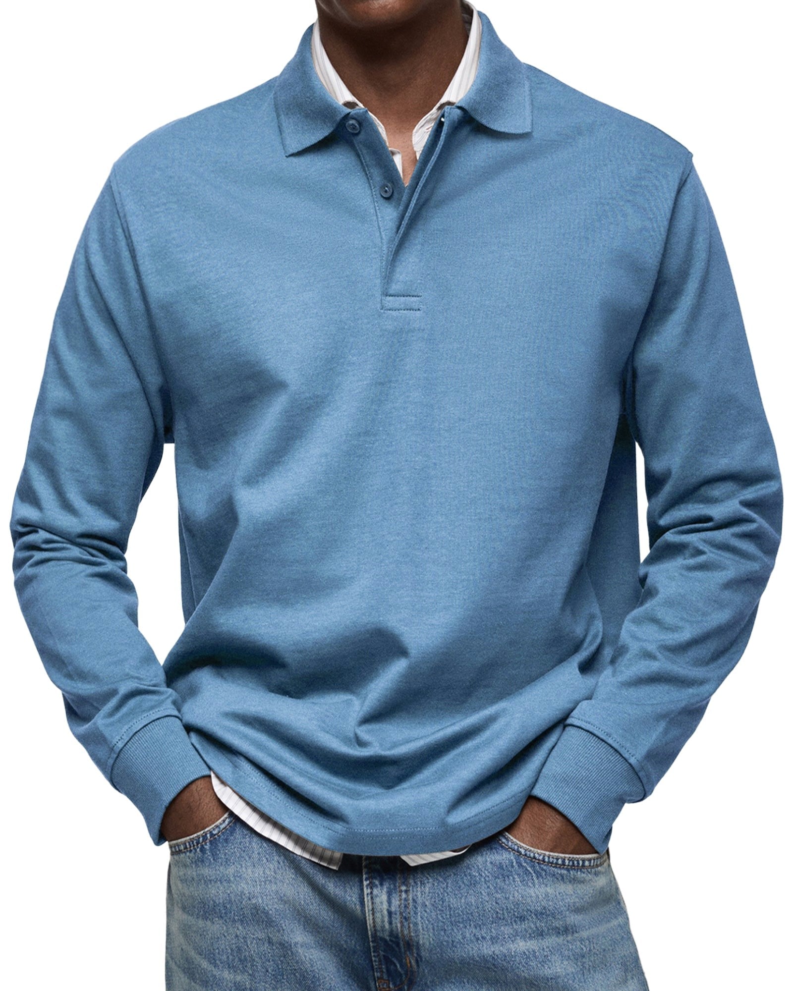 Percy | Men's Long-Sleeve Polo Shirt, Tailored Smart Polo | Everlasting Boutique