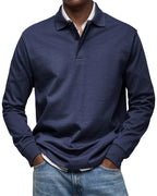 Percy | Men's Long-Sleeve Polo Shirt, Tailored Smart Polo | Everlasting Boutique