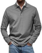 Percy | Men's Long-Sleeve Polo Shirt, Tailored Smart Polo | Everlasting Boutique
