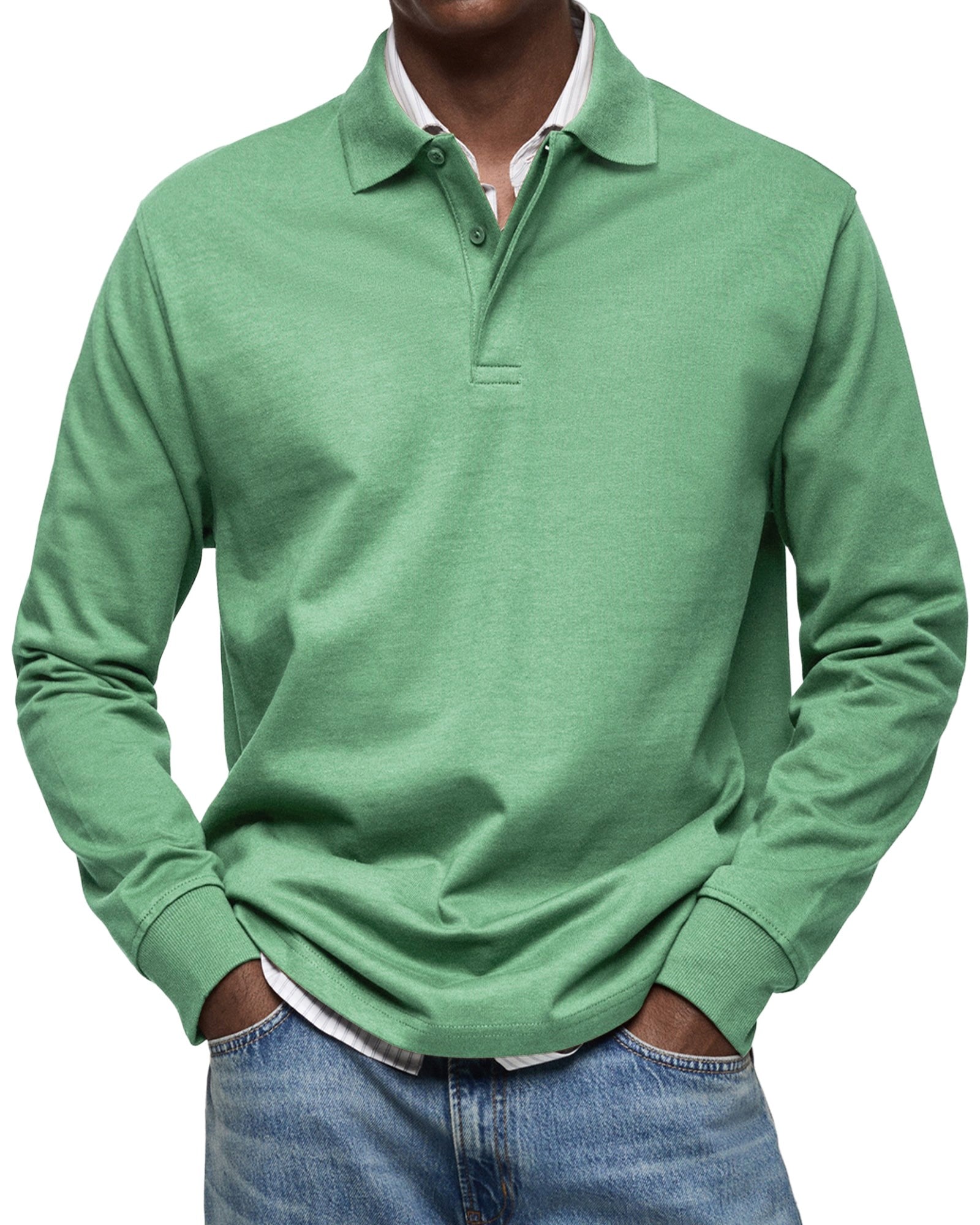 Percy | Men's Long-Sleeve Polo Shirt, Tailored Smart Polo | Everlasting Boutique