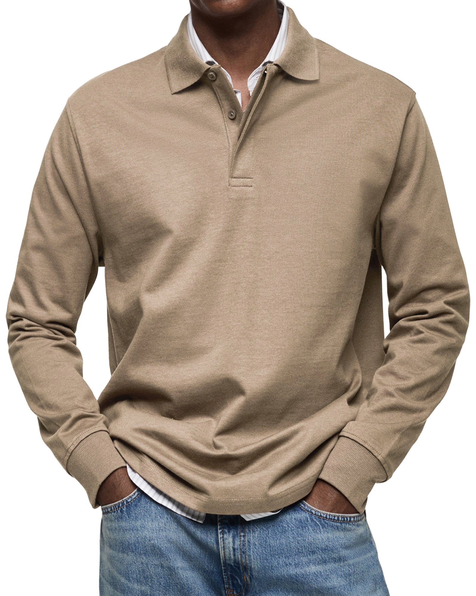 Percy | Men's Long-Sleeve Polo Shirt, Tailored Smart Polo | Everlasting Boutique
