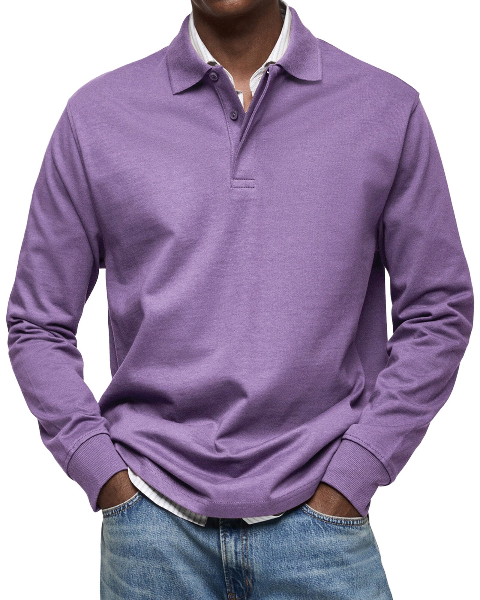 Percy | Men's Long-Sleeve Polo Shirt, Tailored Smart Polo | Everlasting Boutique