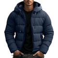 Philip | Men's Hooded Quilted Puffer Jacket, Padded Autumn Coat | Everlasting Boutique | Navy Blue