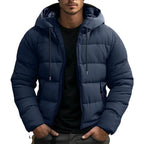 Philip | Men's Hooded Quilted Puffer Jacket, Padded Autumn Coat | Everlasting Boutique | Navy Blue