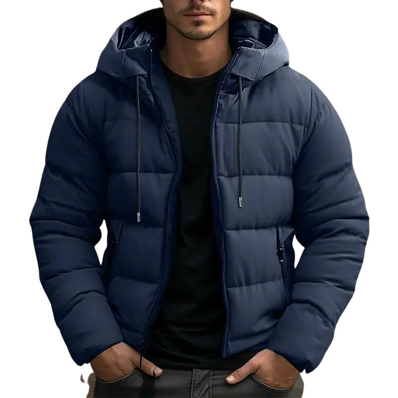 Philip | Men's Hooded Quilted Puffer Jacket, Padded Autumn Coat | Everlasting Boutique | Navy Blue