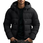 Philip | Men's Hooded Quilted Puffer Jacket, Padded Autumn Coat | Everlasting Boutique | Black