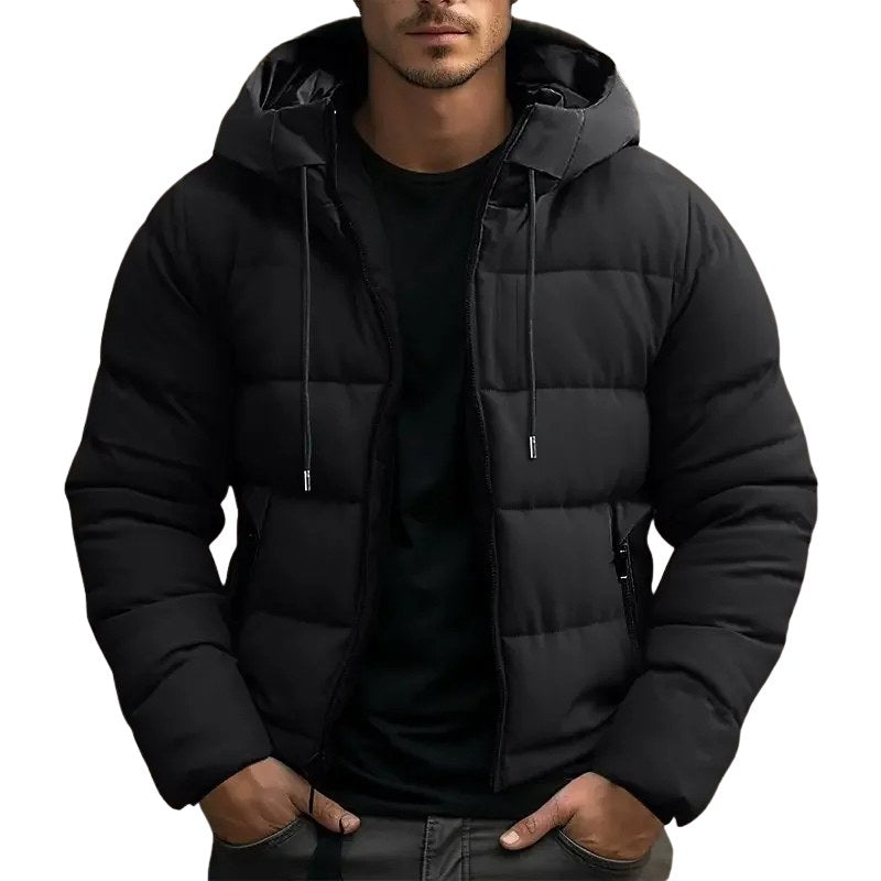 Philip | Men's Hooded Quilted Puffer Jacket, Padded Autumn Coat | Everlasting Boutique | Black
