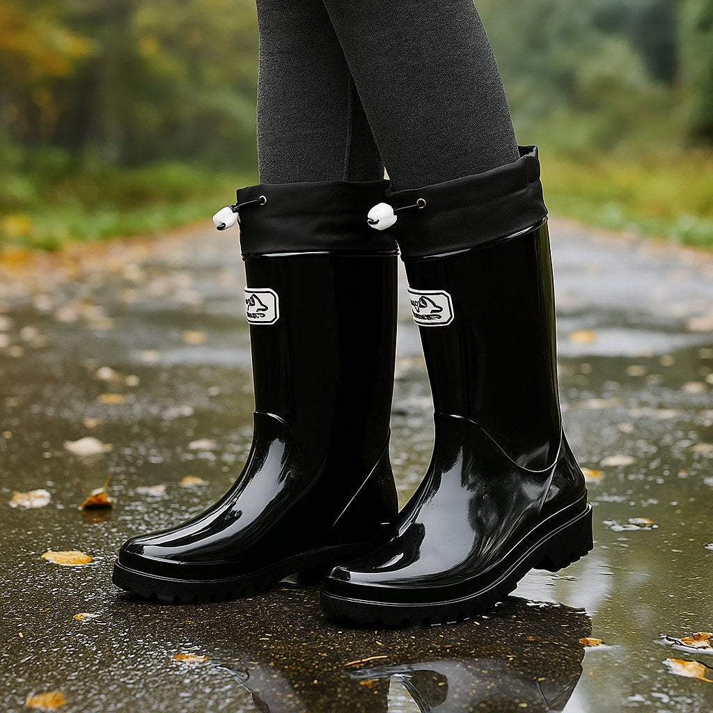 Phoebe | Women's Waterproof Rubber Boots, Adjustable Lace Rain Boots | Everlasting Boutique