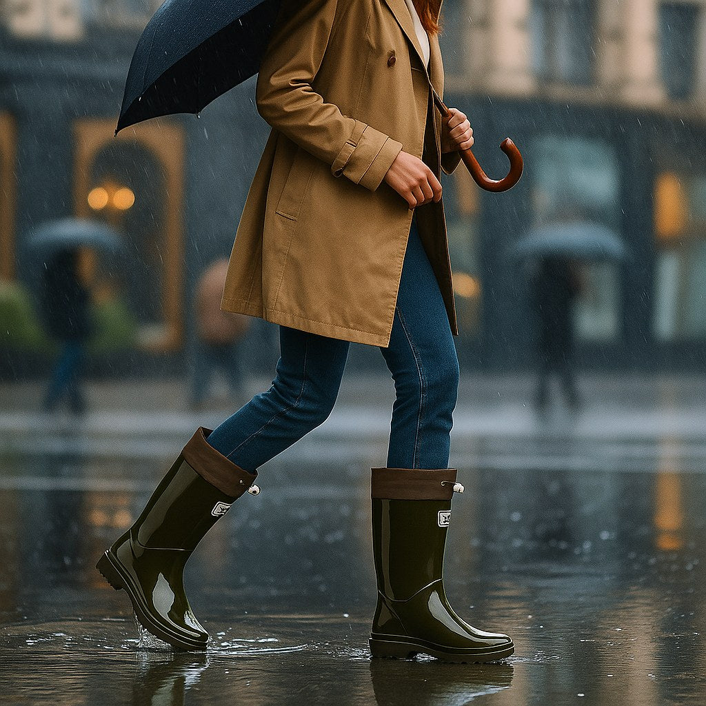Phoebe | Women's Waterproof Rubber Boots, Adjustable Lace Rain Boots | Everlasting Boutique