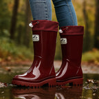 Phoebe | Women's Waterproof Rubber Boots, Adjustable Lace Rain Boots | Everlasting Boutique