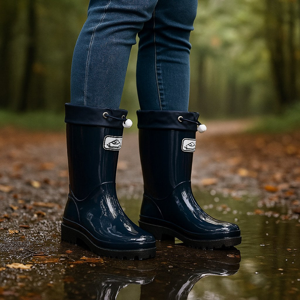 Phoebe | Women's Waterproof Rubber Boots, Adjustable Lace Rain Boots | Everlasting Boutique