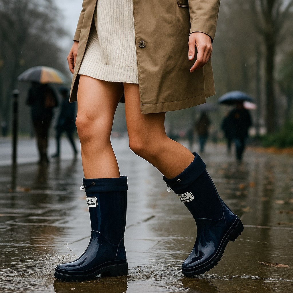 Phoebe | Women's Waterproof Rubber Boots, Adjustable Lace Rain Boots | Everlasting Boutique