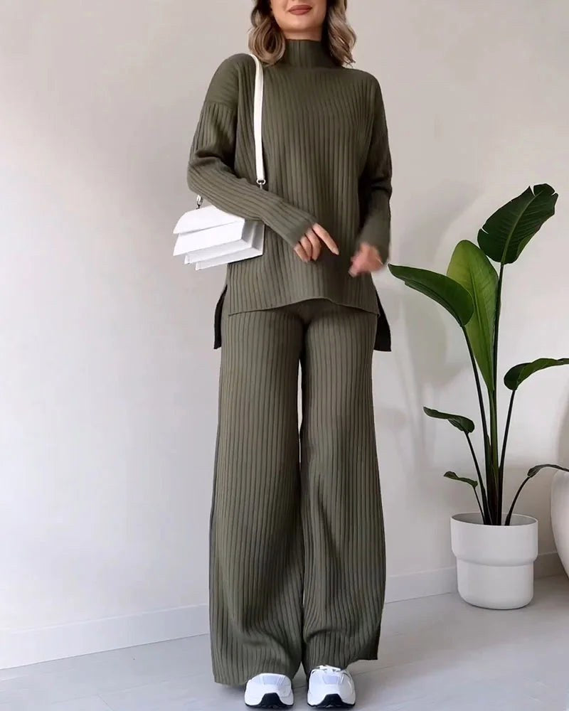 Poppy | Women's Two-Piece Knit Set with Cutout Detail, Lounge Set | Everlasting Boutique