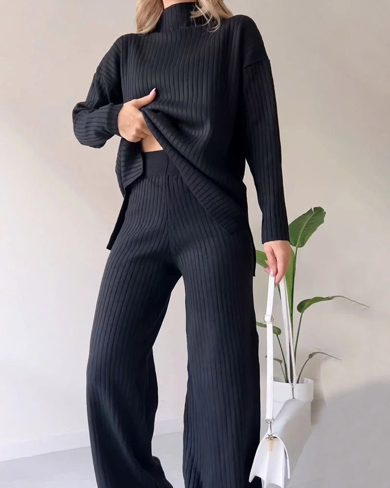 Poppy | Women's Two-Piece Knit Set with Cutout Detail, Lounge Set | Everlasting Boutique