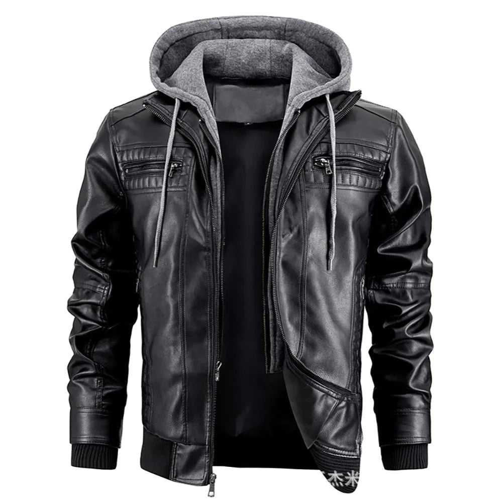Reginald | Women's Leather Hooded Winter Coat, Slim-Fit Autumn Coat | Everlasting Boutique