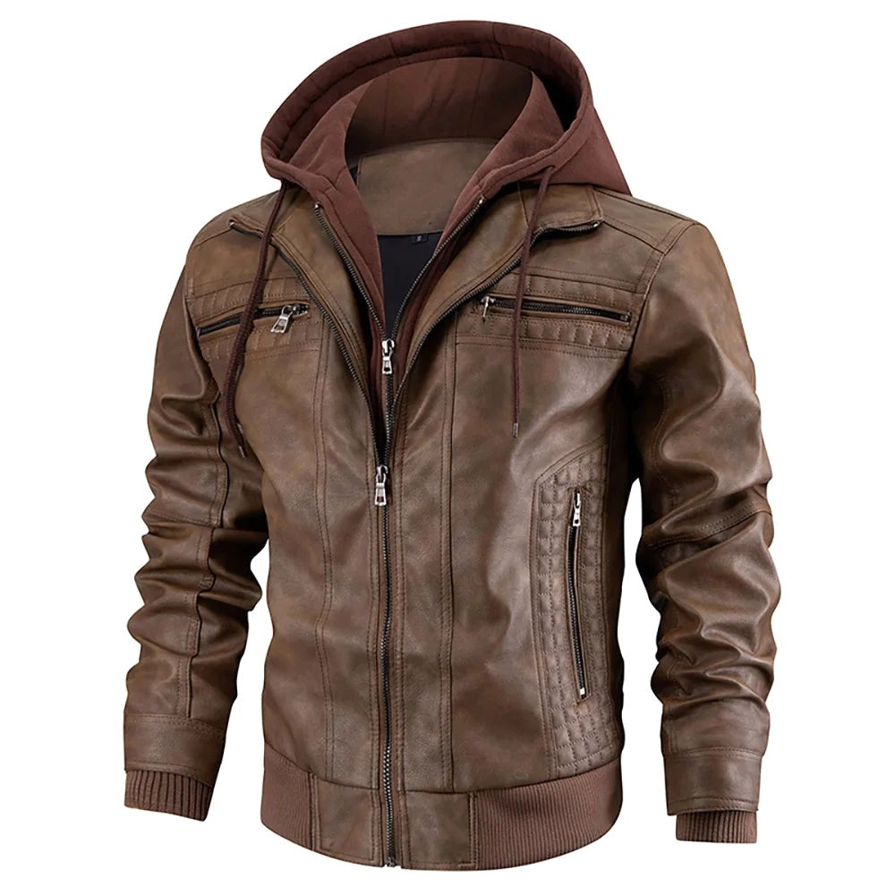 Reginald | Women's Leather Hooded Winter Coat, Slim-Fit Autumn Coat | Everlasting Boutique