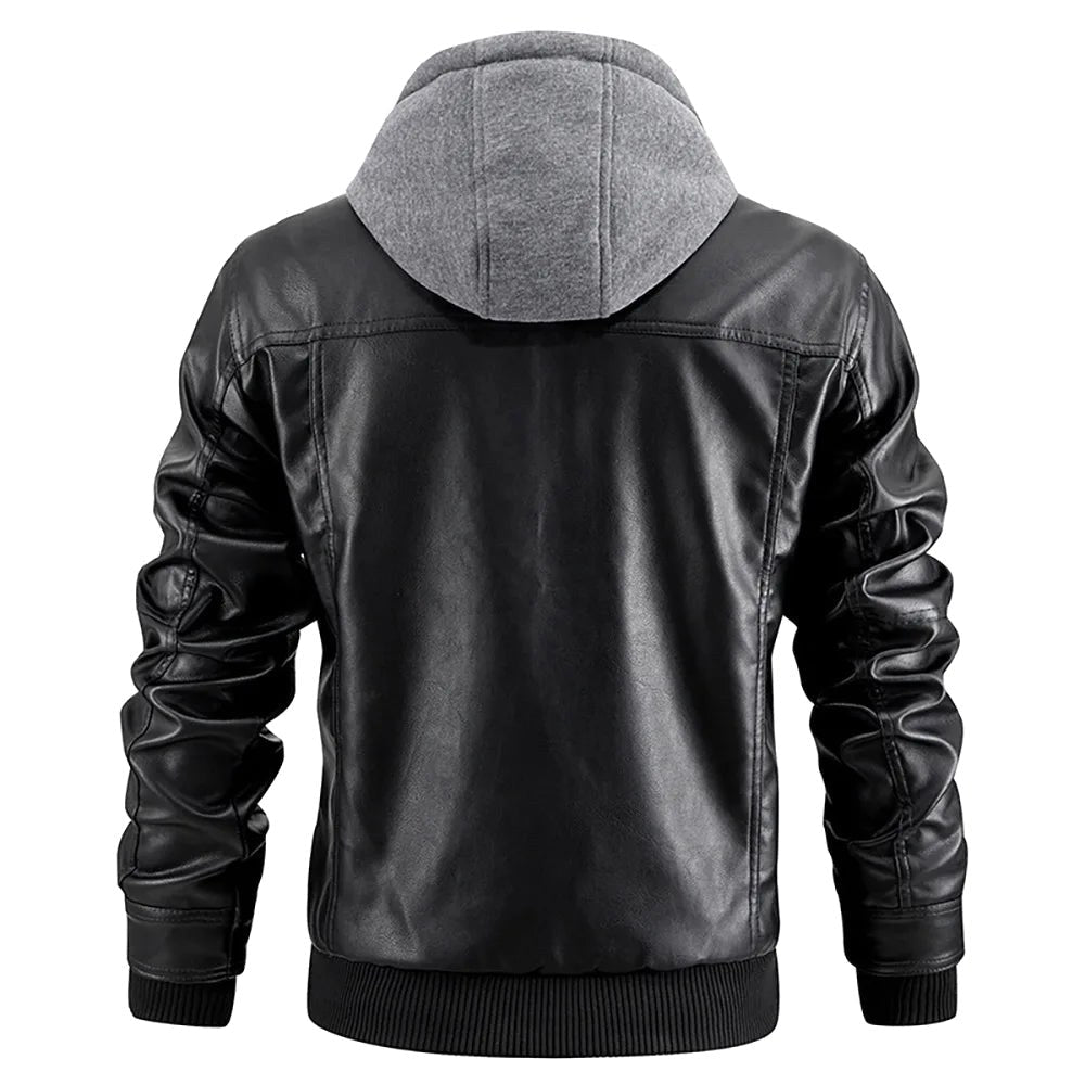 Reginald | Women's Leather Hooded Winter Coat, Slim-Fit Autumn Coat | Everlasting Boutique
